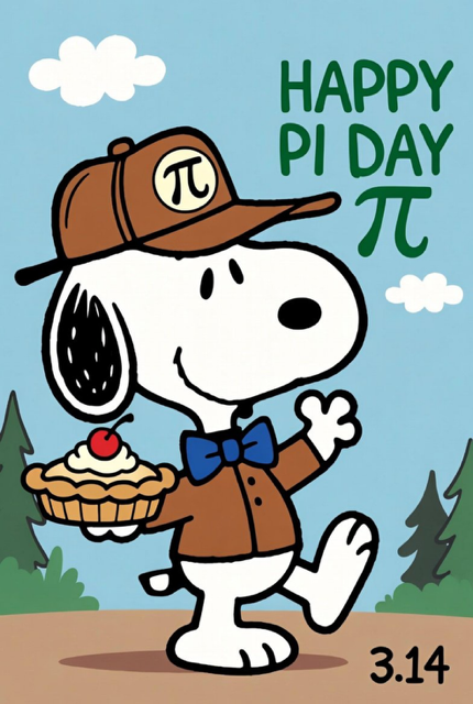 Snoopy celebrates Pi Day